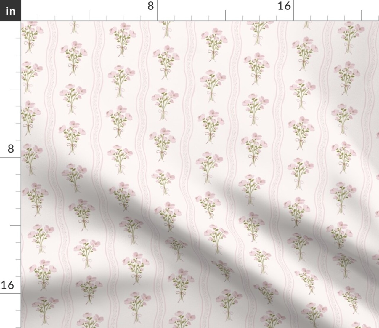 Tiny Flowers Stripes Nursery Baby Floral Pink Custom Printed Fabric by Spoonflower Various Fabrics by the Yard or Fat Quarter